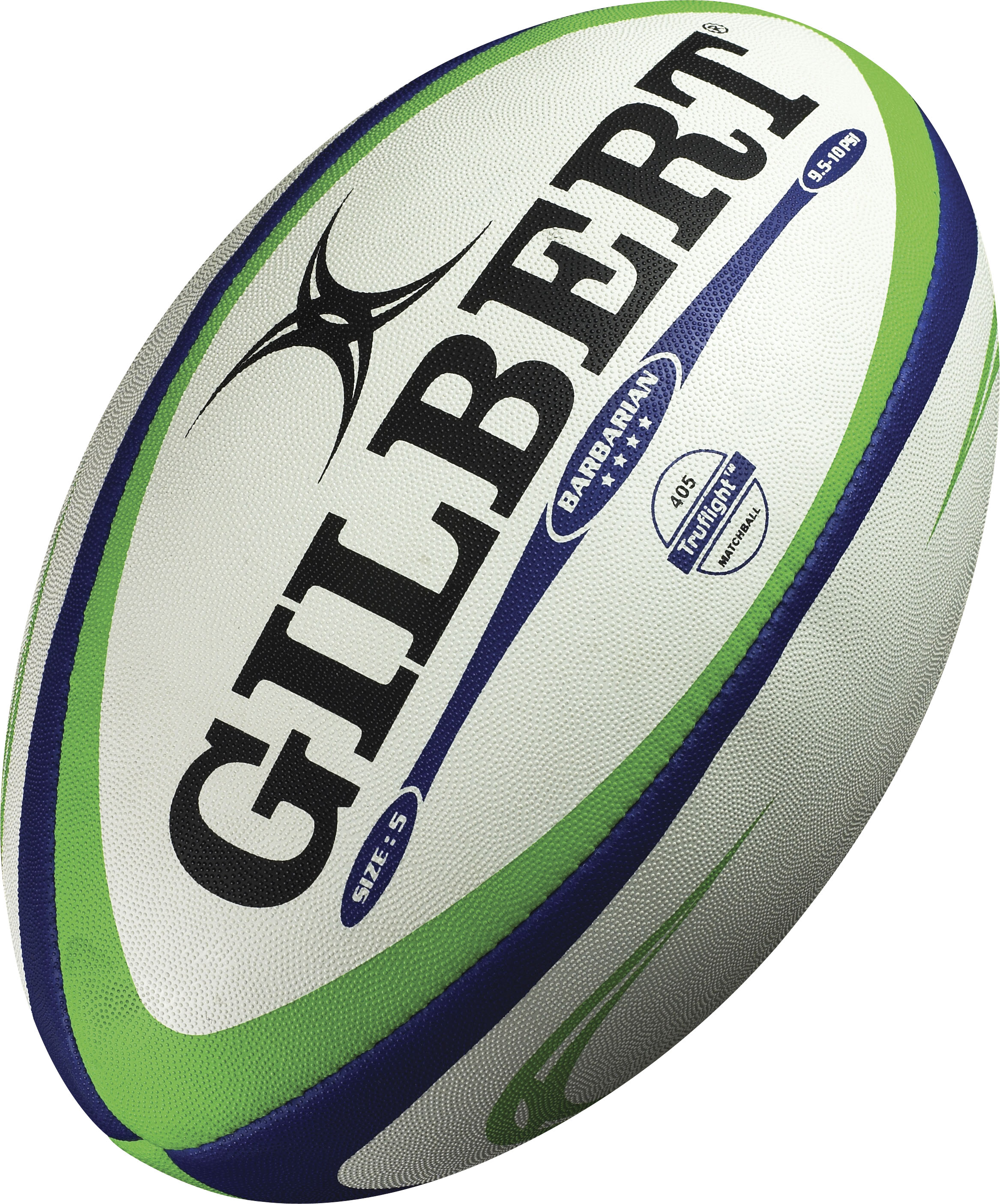 Ballon rugby Gilbert - Barbarian Bleu/vert Bleu, à personnaliser avec le logo de votre club. Ballon rugby Gilbert - Barbarian Bleu/vert Bleu